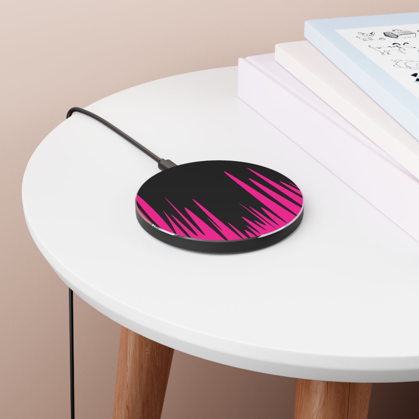 Fast Wireless Charger with Vibrant Pink Design