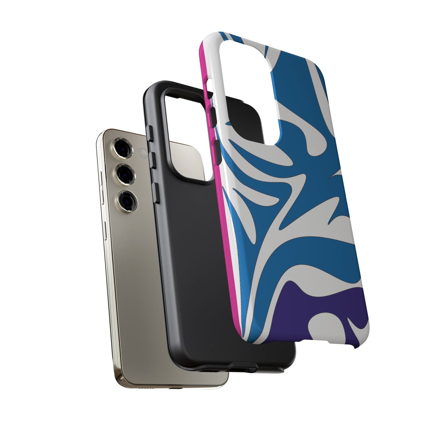 Stylish Tough Phone Case - Blue Abstract Design