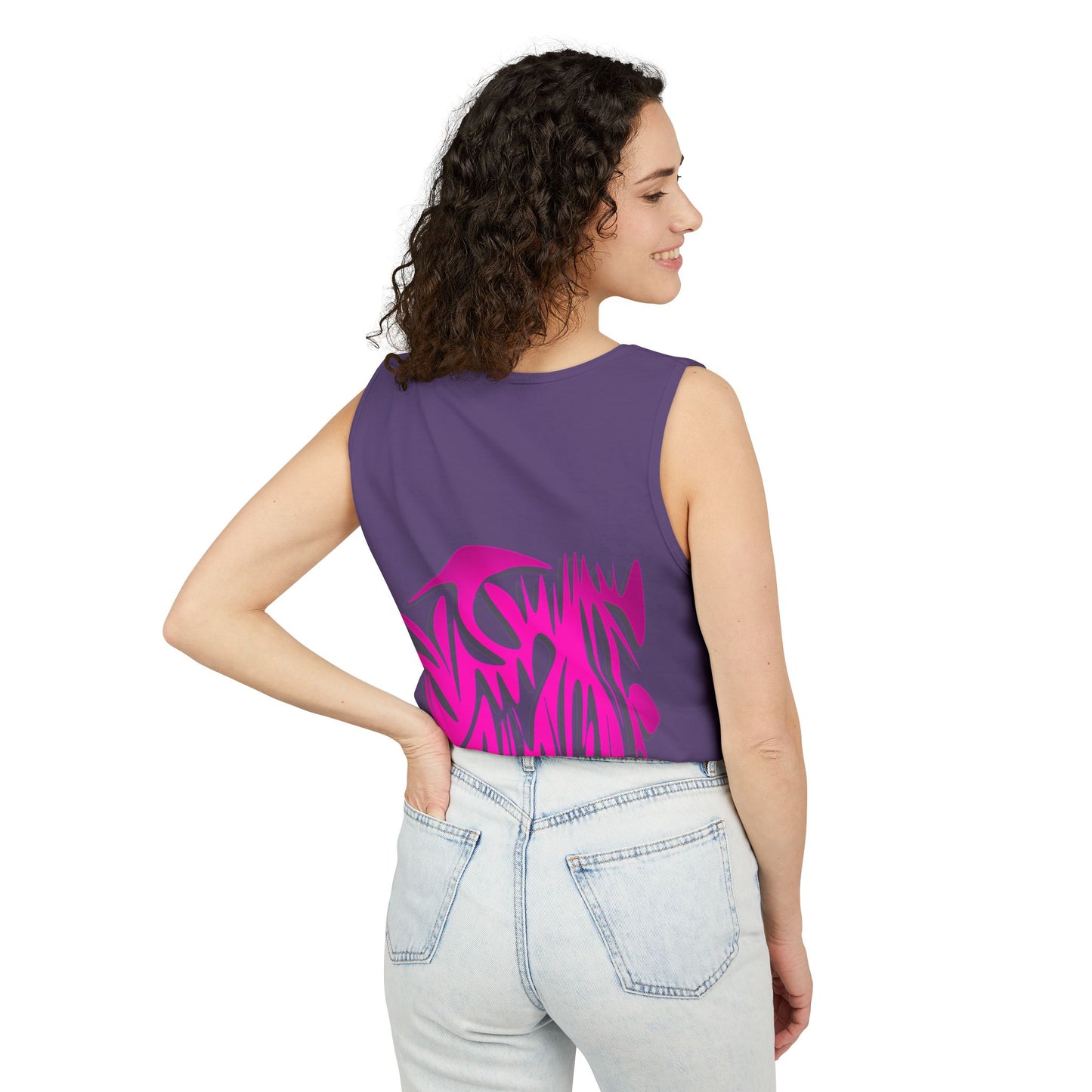 Vibrant Unisex Garment-Dyed Tank Top with Abstract Design
