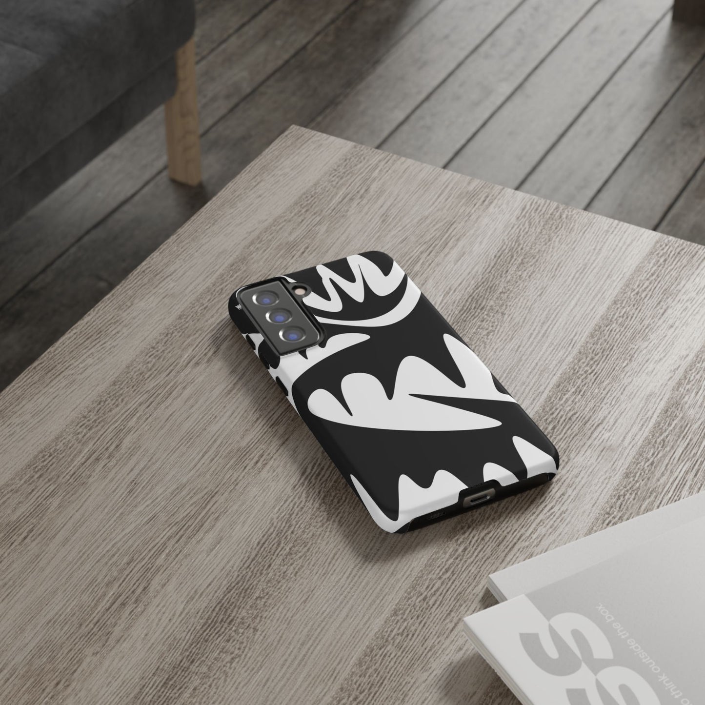 Tough Cases: Bold Black & White Monster Design Phone Case for Trendsetters
