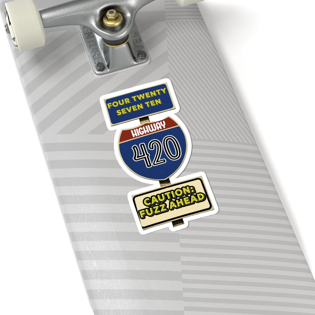 Funny Highway 420 Stickers, Laptop Stickers, Car Stickers, Gift for Stoners, Caution Fuzz Ahead, Retro Vibe Stickers