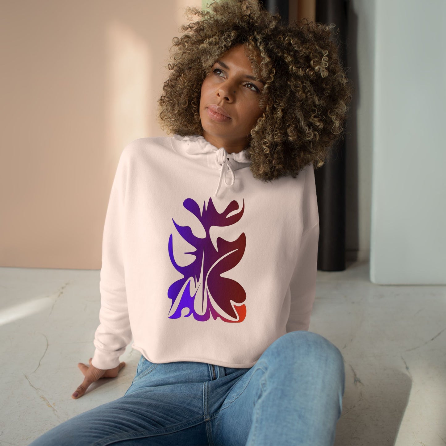 Hand Drawn Summer Crop Hoodie