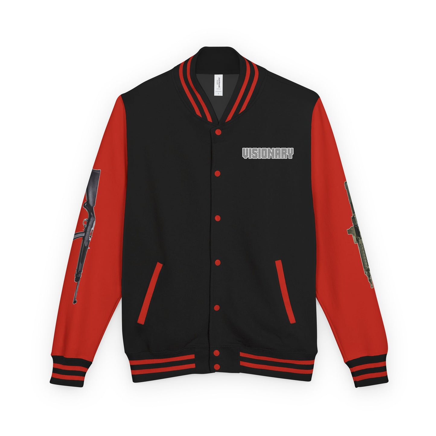 Unisex Heavyweight Letterman Jacket with Visionary Graphic, Casual Fashion, Trendy Outerwear, Unique Gift, Streetwear Style