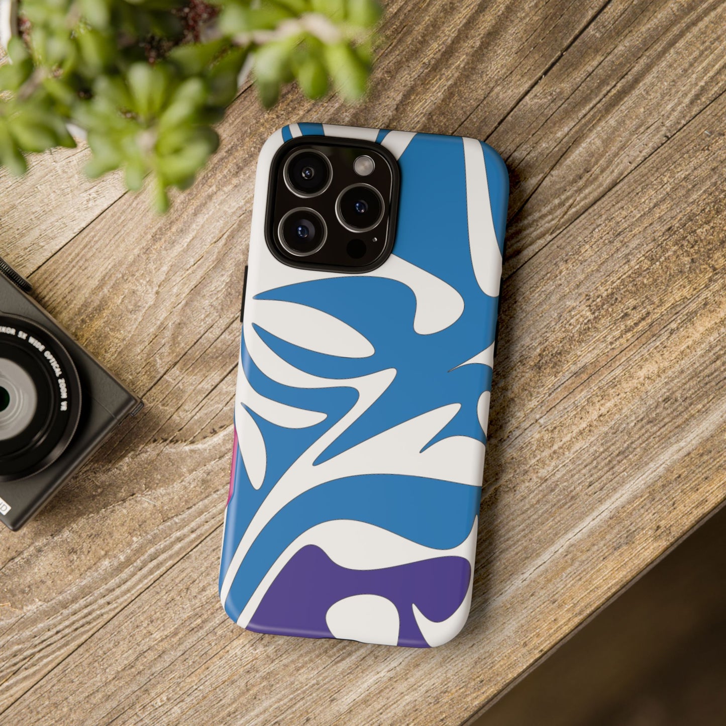 Stylish Tough Phone Case - Blue Abstract Design