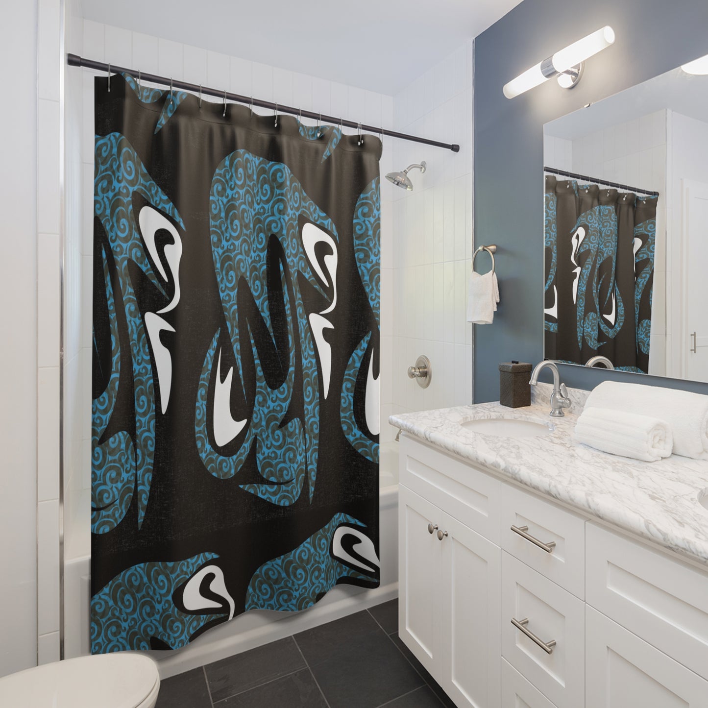Chic Shower Curtain - Unique Bathroom Decor, Nautical Home Accent, Ocean-Themed Gift, Modern Shower Accessory