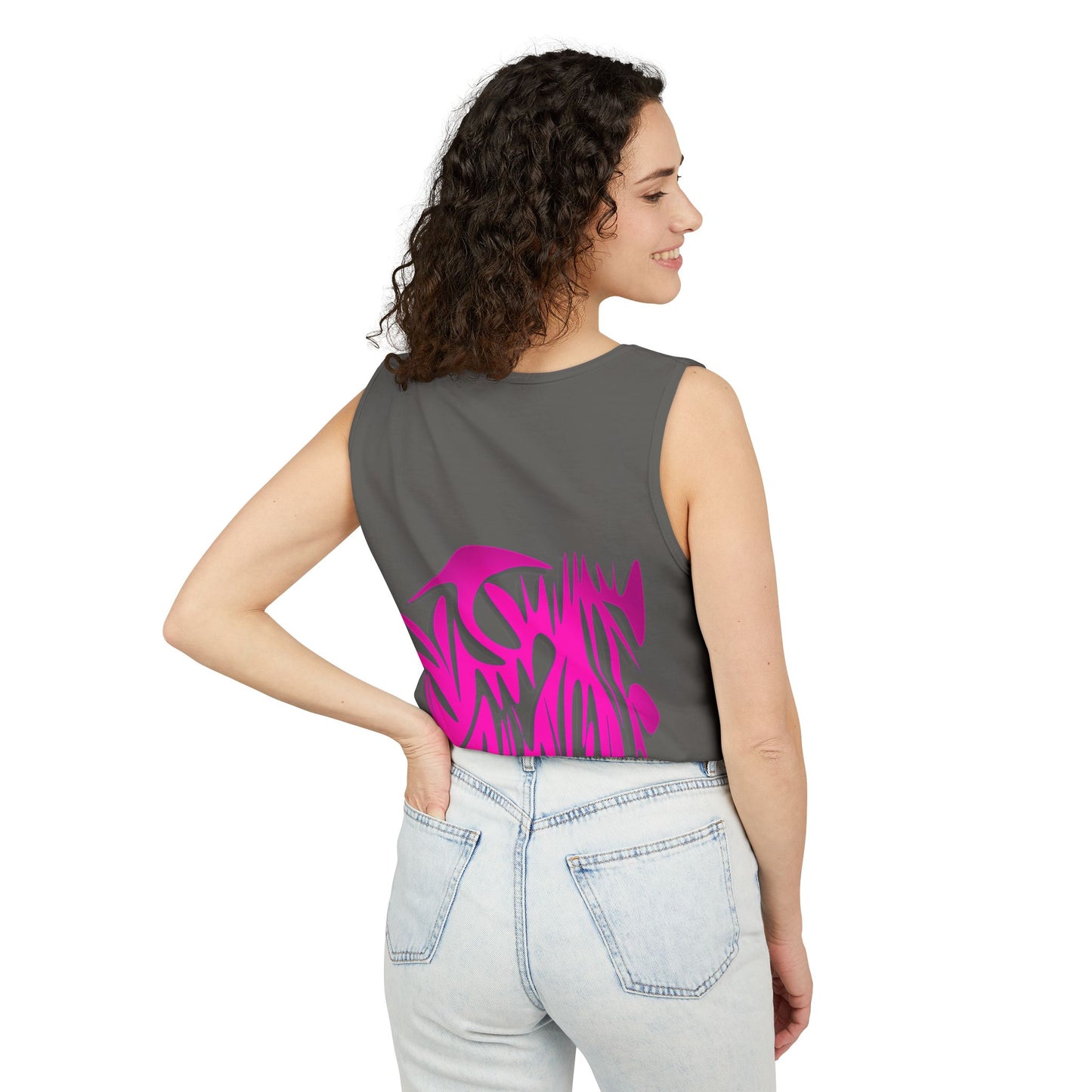 Vibrant Unisex Garment-Dyed Tank Top with Abstract Design
