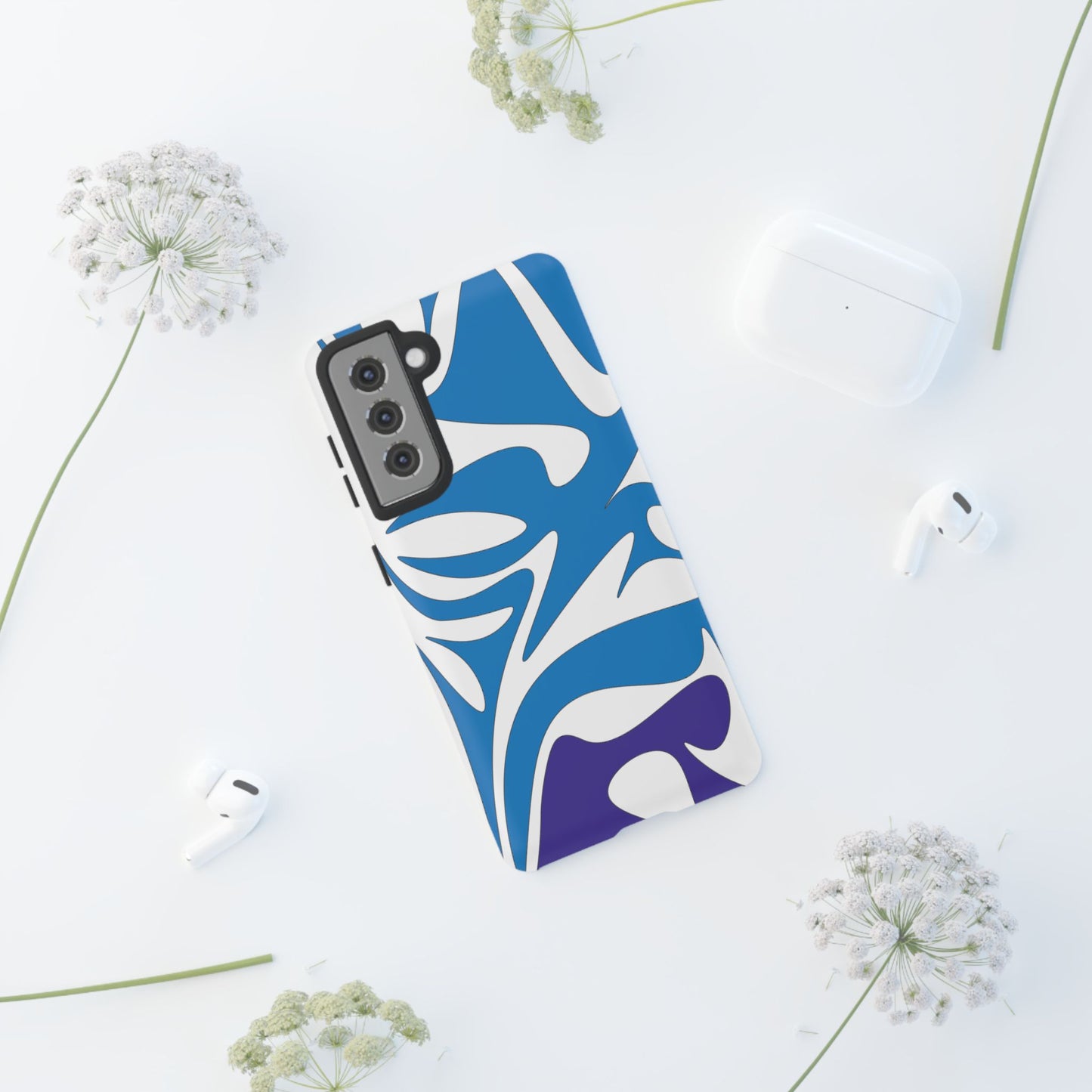 Stylish Tough Phone Case - Blue Abstract Design