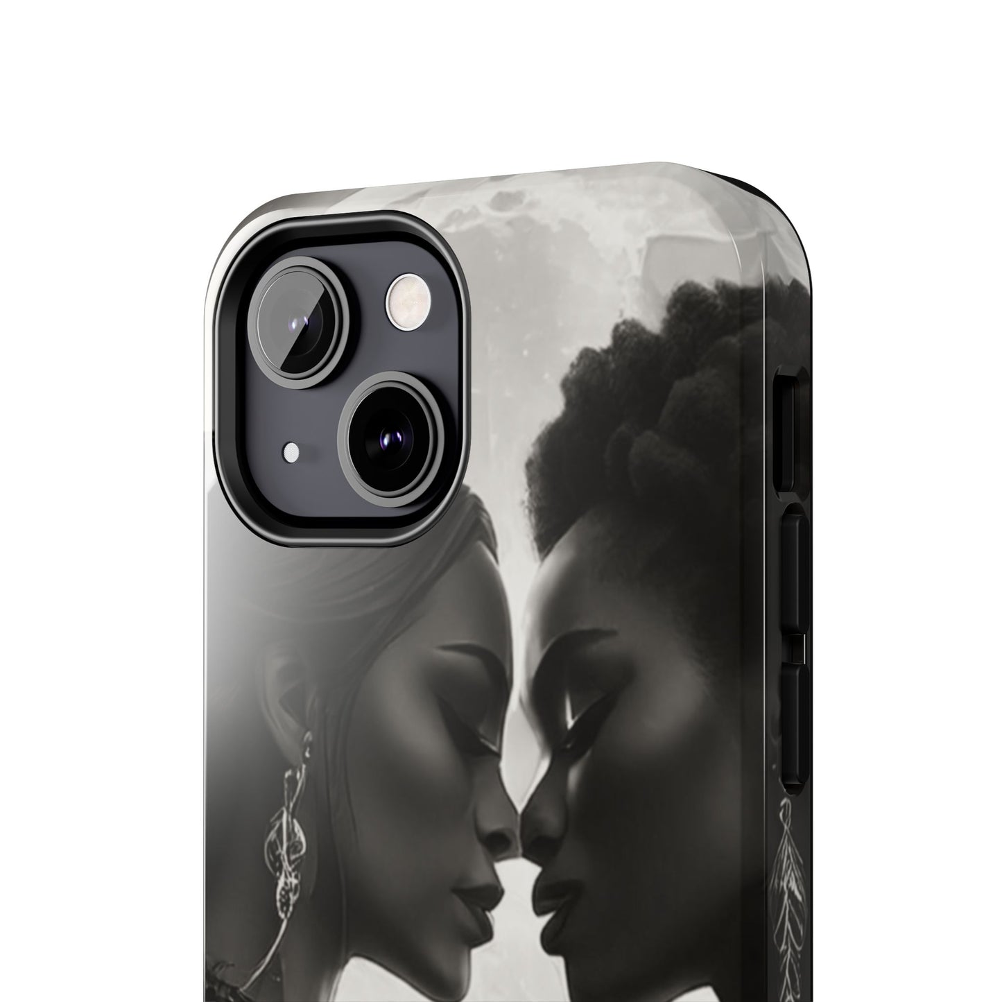 Elegant Black & White Phone Case with Dual Silhouette Design