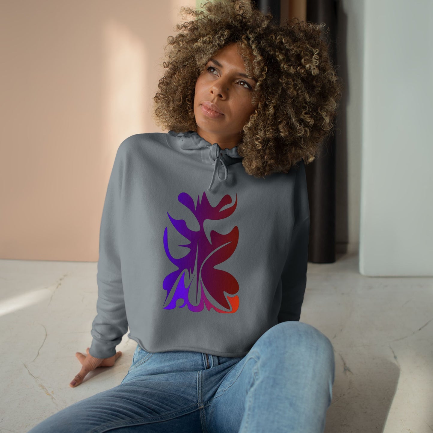 Hand Drawn Summer Crop Hoodie