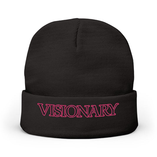 Visionary Embroidered Knit Beanie, Cozy Winter Hat, Cool Gift for Trendsetters, Fashionable Accessory, Statement Headwear