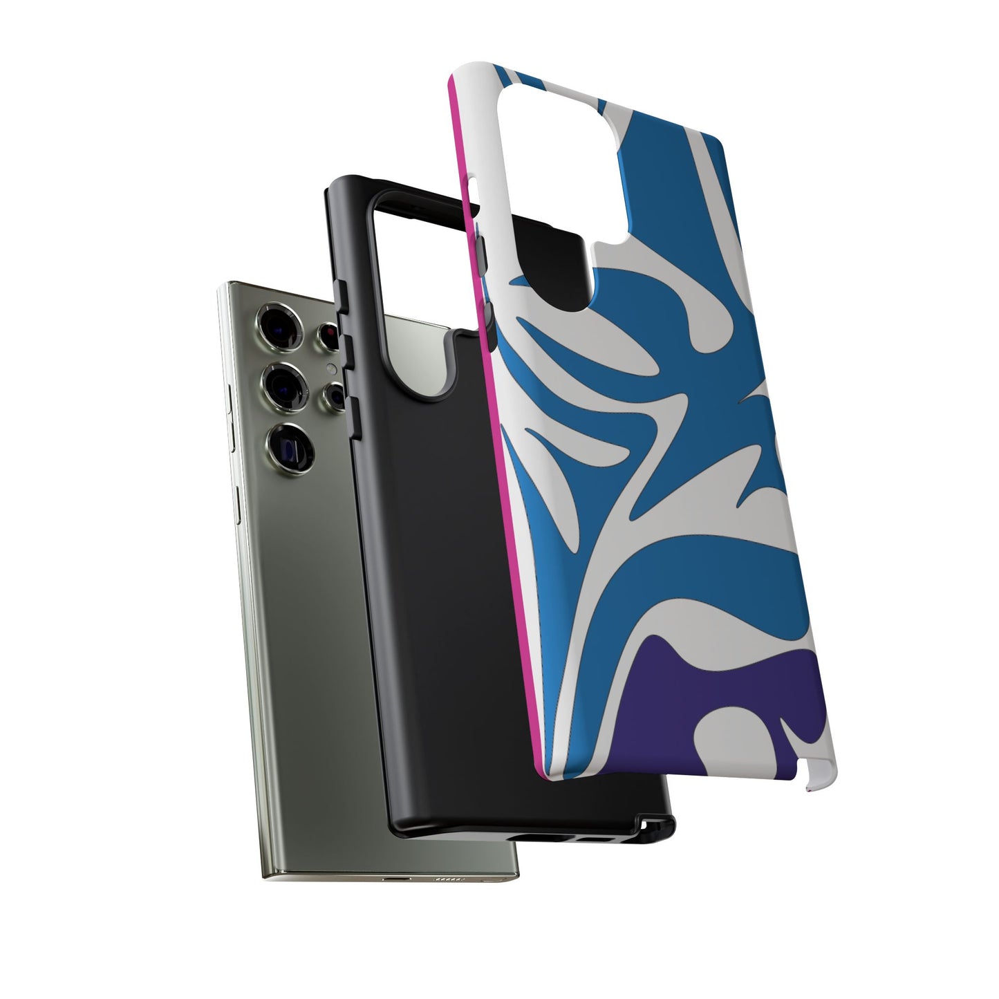 Stylish Tough Phone Case - Blue Abstract Design