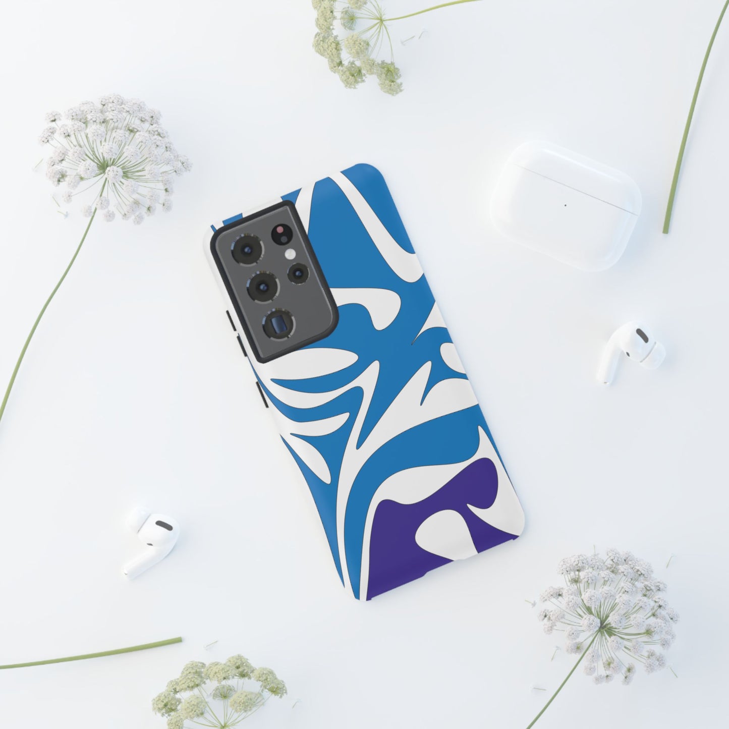 Stylish Tough Phone Case - Blue Abstract Design