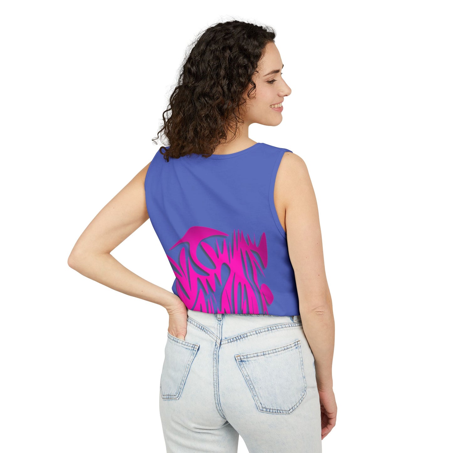 Vibrant Unisex Garment-Dyed Tank Top with Abstract Design