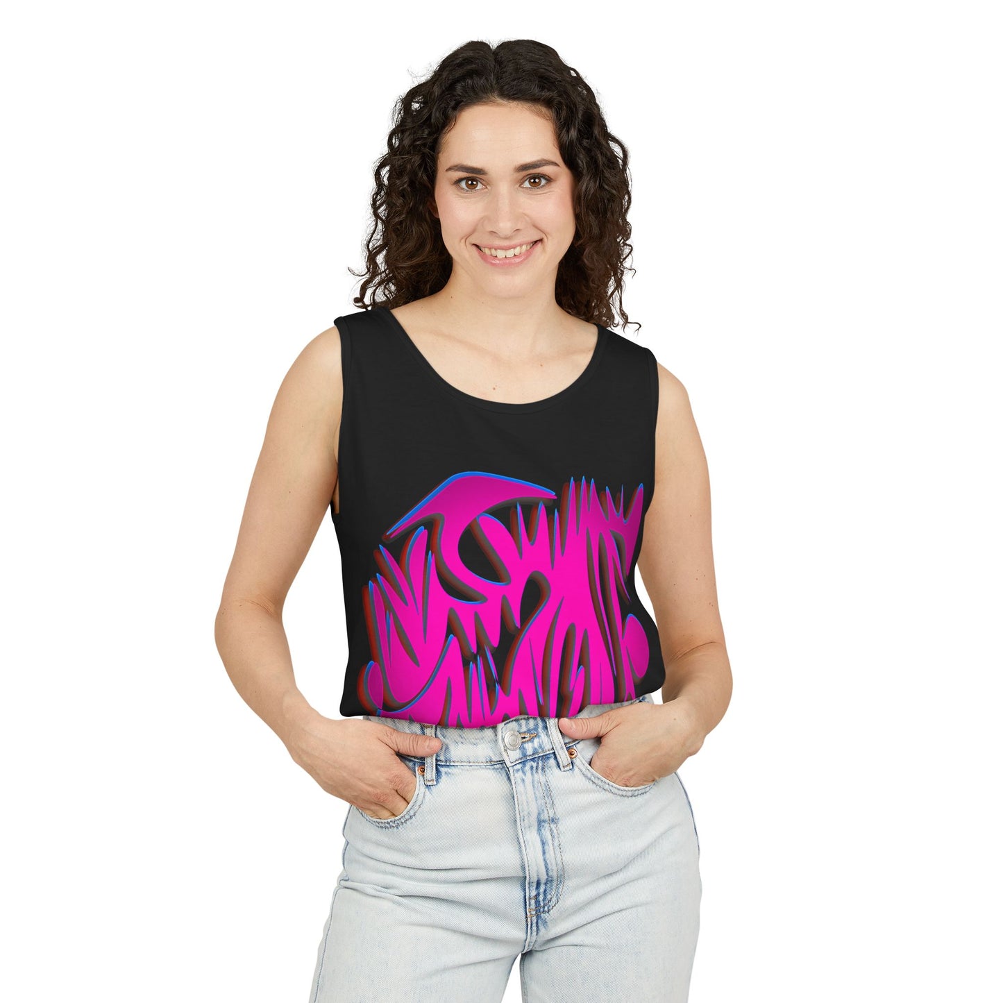 Vibrant Unisex Garment-Dyed Tank Top with Abstract Design