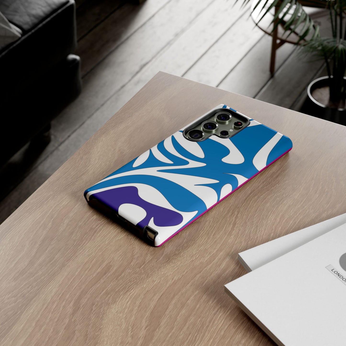 Stylish Tough Phone Case - Blue Abstract Design