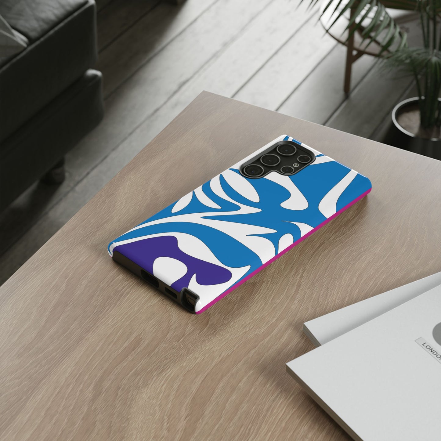 Stylish Tough Phone Case - Blue Abstract Design