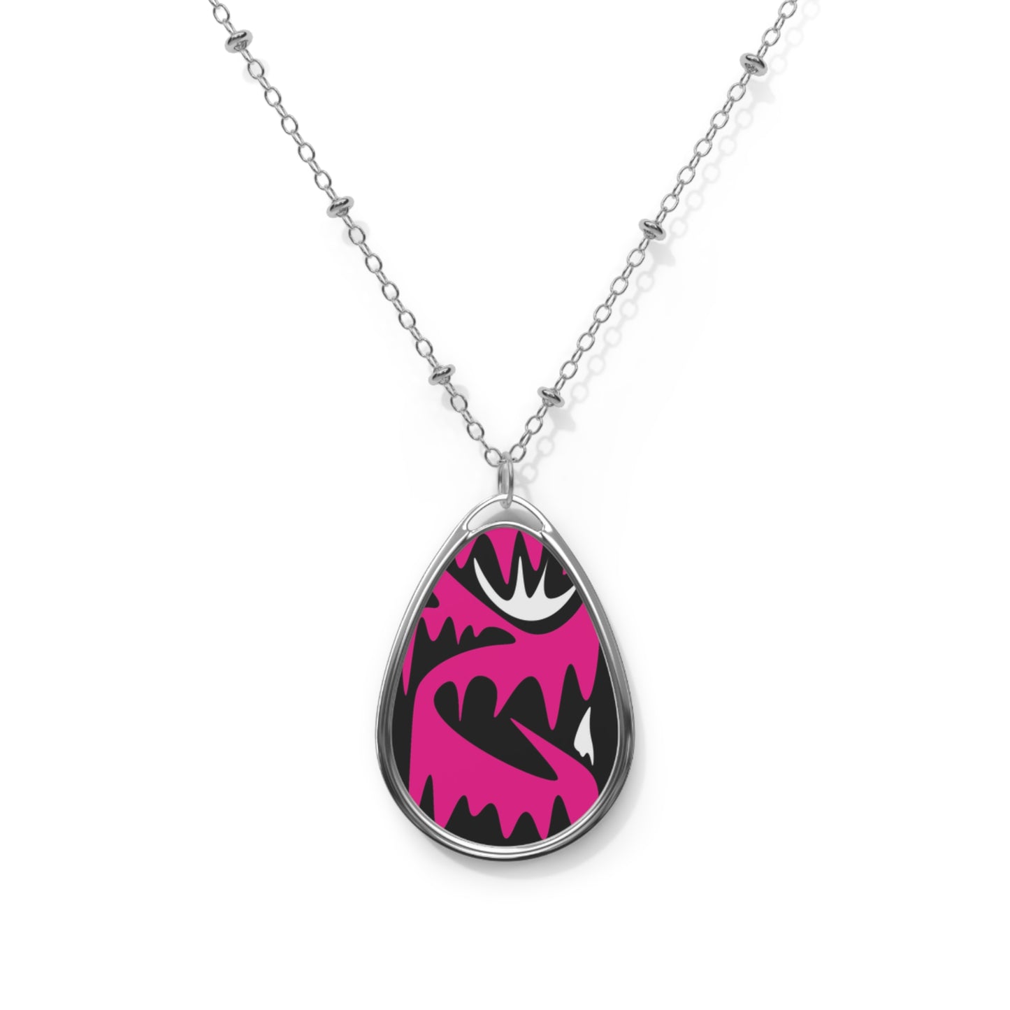 Bold Pink Abstract Oval Necklace for Trendsetters