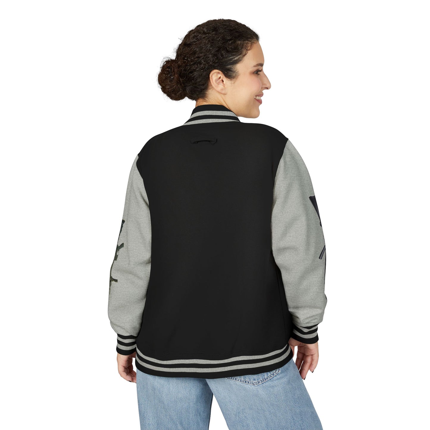 Unisex Heavyweight Letterman Jacket with Visionary Graphic, Casual Fashion, Trendy Outerwear, Unique Gift, Streetwear Style