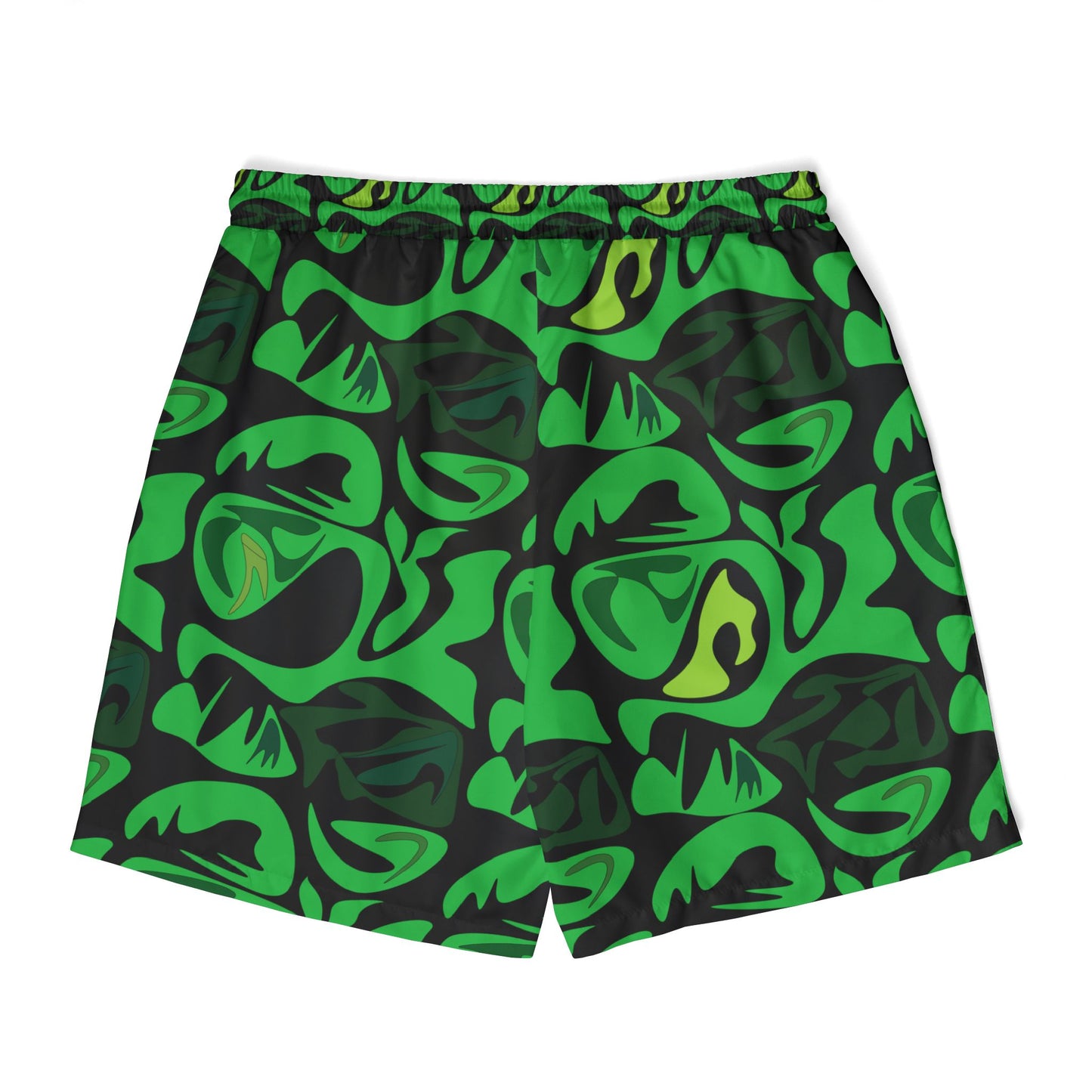 Swim Shorts - Vibrant Green Hand Drawn Design for Beach Days