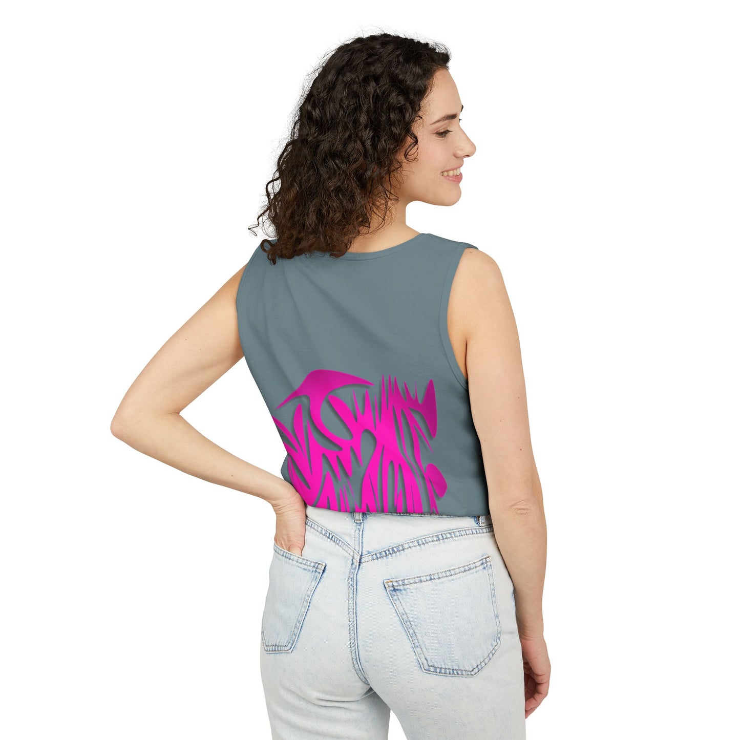 Vibrant Unisex Garment-Dyed Tank Top with Abstract Design