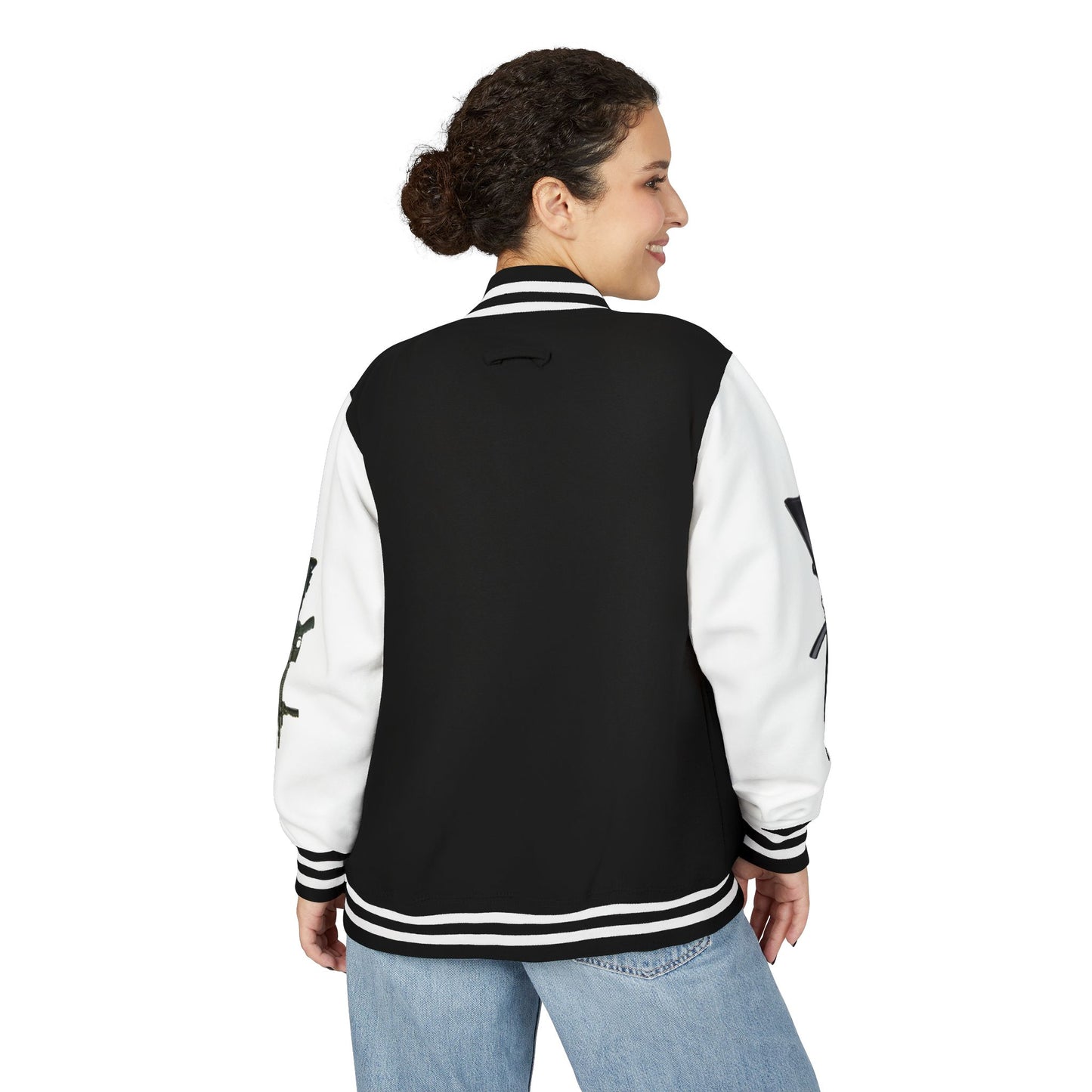 Unisex Heavyweight Letterman Jacket with Visionary Graphic, Casual Fashion, Trendy Outerwear, Unique Gift, Streetwear Style