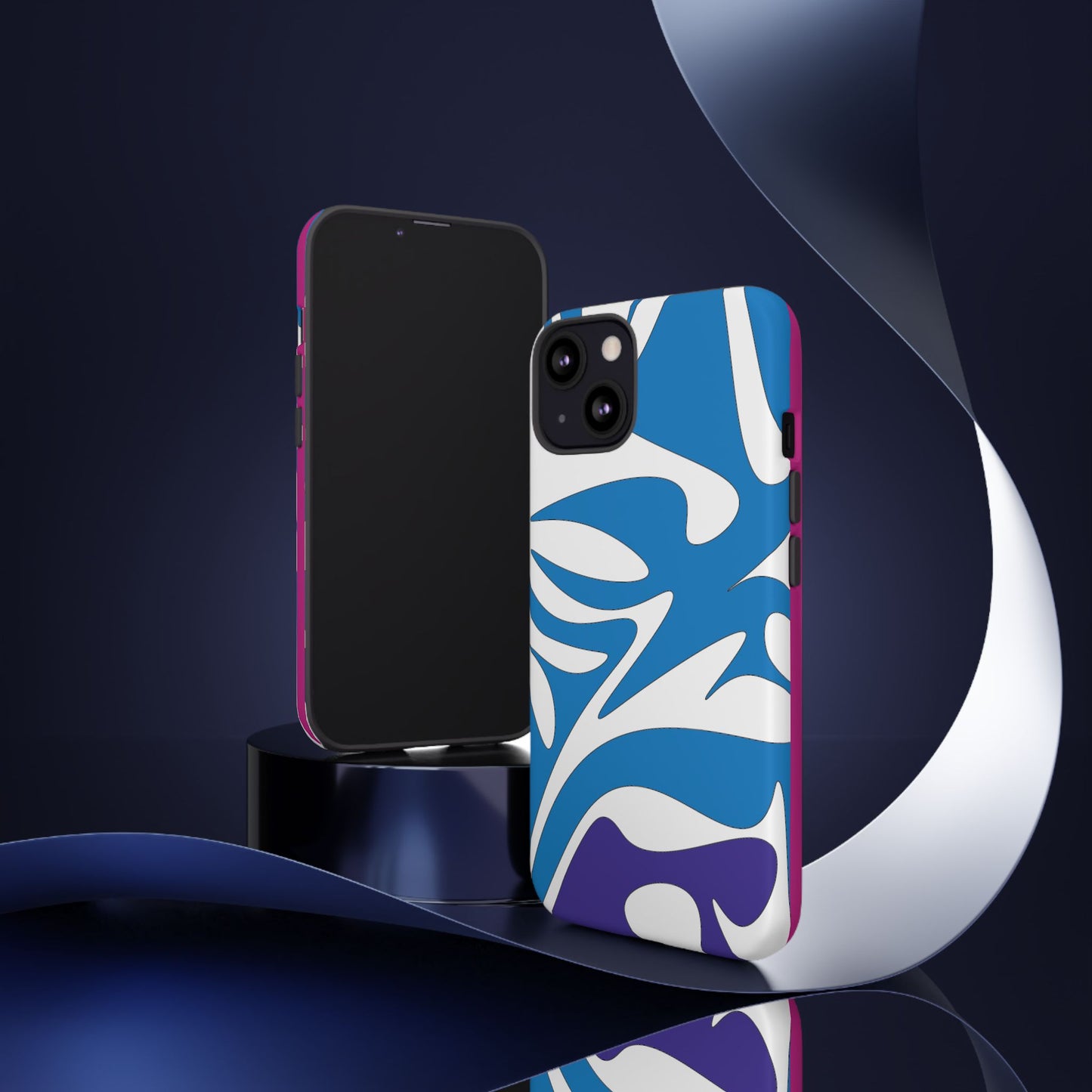 Stylish Tough Phone Case - Blue Abstract Design