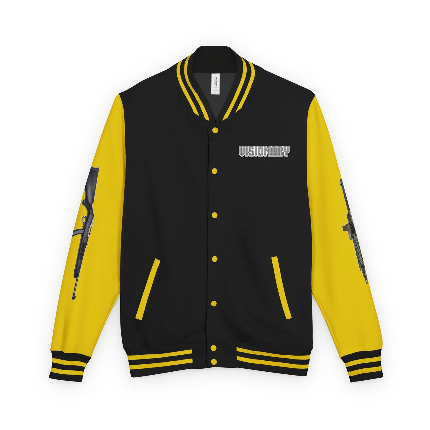 Unisex Heavyweight Letterman Jacket with Visionary Graphic, Casual Fashion, Trendy Outerwear, Unique Gift, Streetwear Style