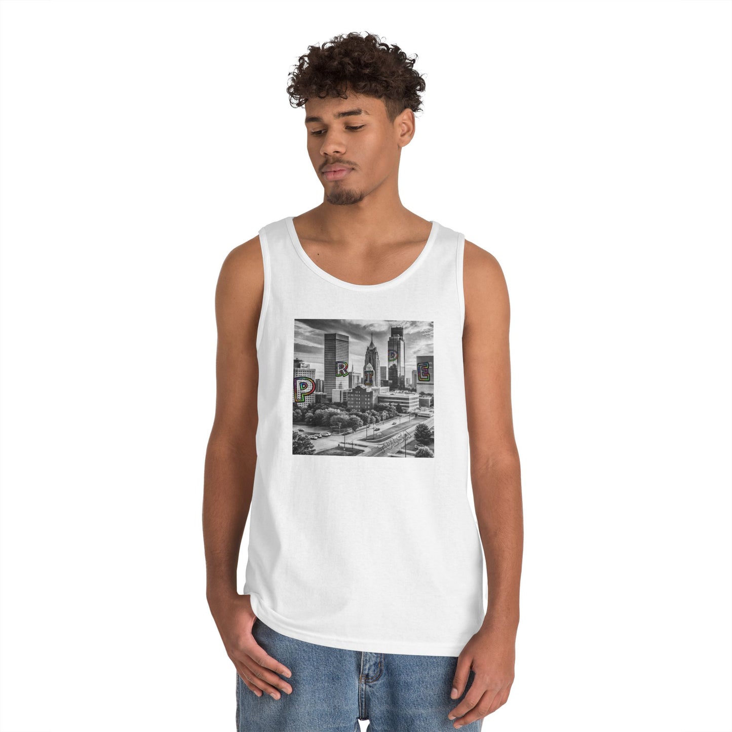 Tulsa Pride Skyline Unisex Tank Top, Graphic Apparel, Summer Wear, Casual Clothing, Gift for City Lovers