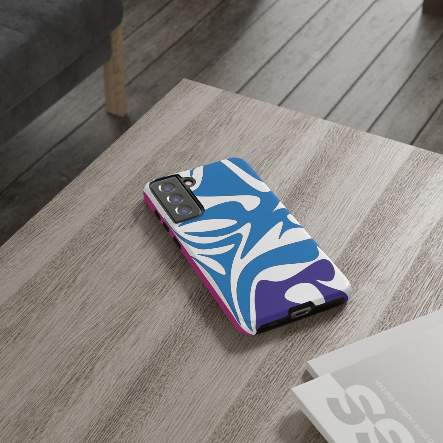 Stylish Tough Phone Case - Blue Abstract Design