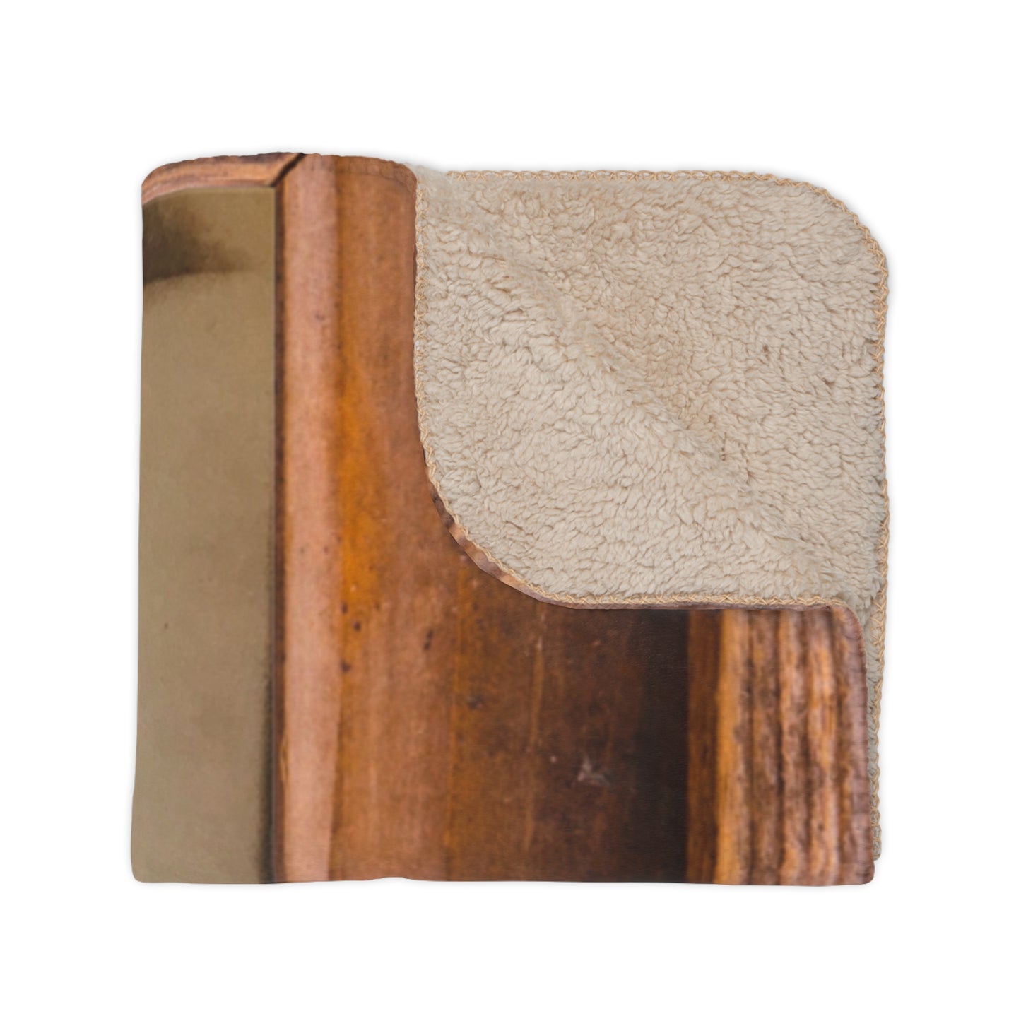 Vintage Western Photo Sherpa Blanket — Tan Cozy Throw with Rustic Wood Frame Design