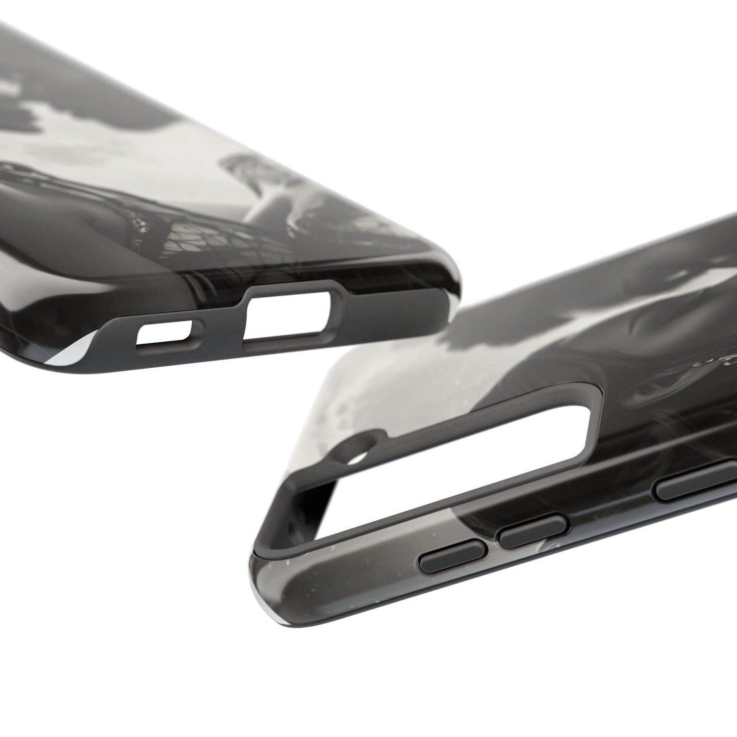 Elegant Black & White Phone Case with Dual Silhouette Design