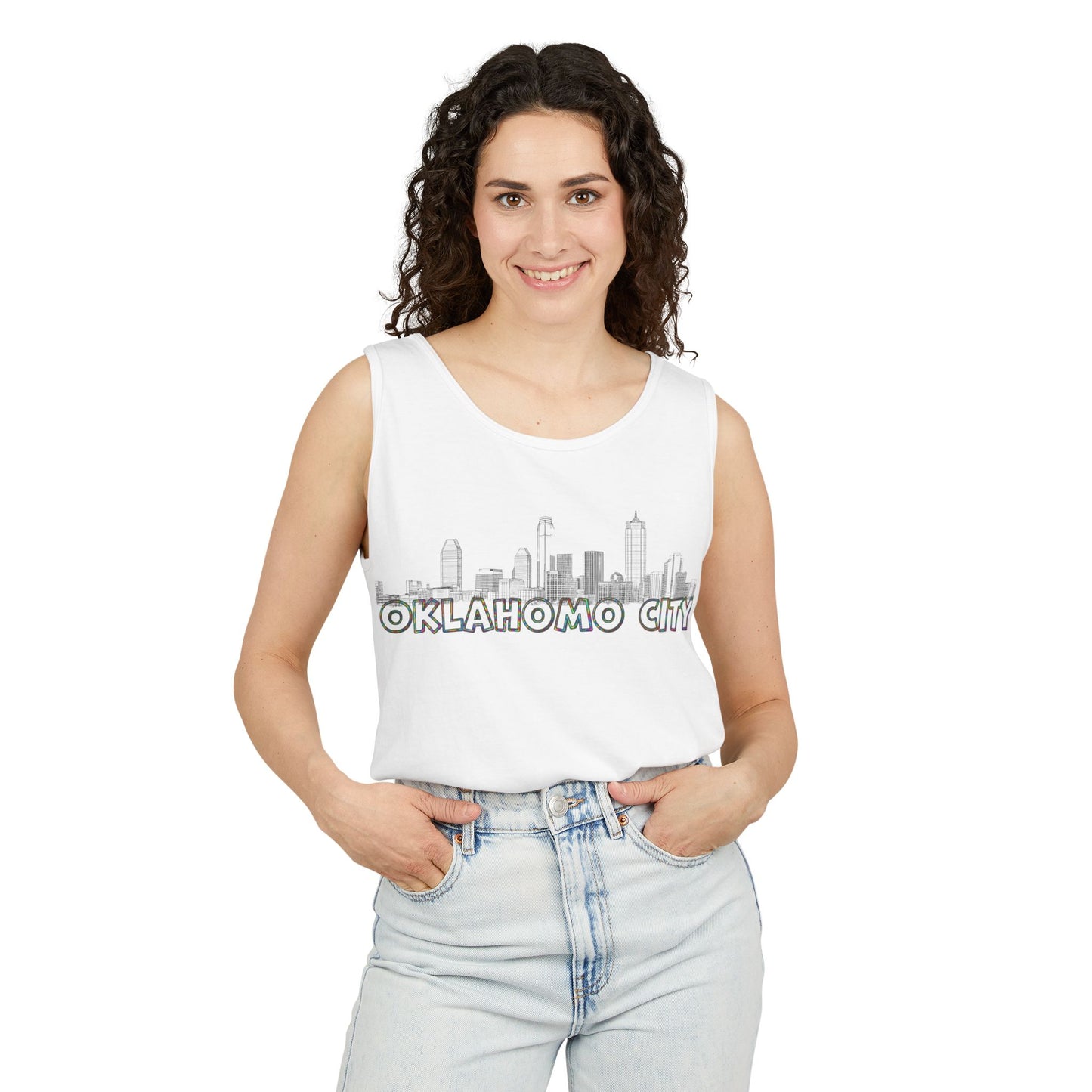 Oklahomo City Pride Skyline Unisex Tank Top, Casual Summer Wear, Travel Souvenir, Gift for Locals, City Pride Merchandise