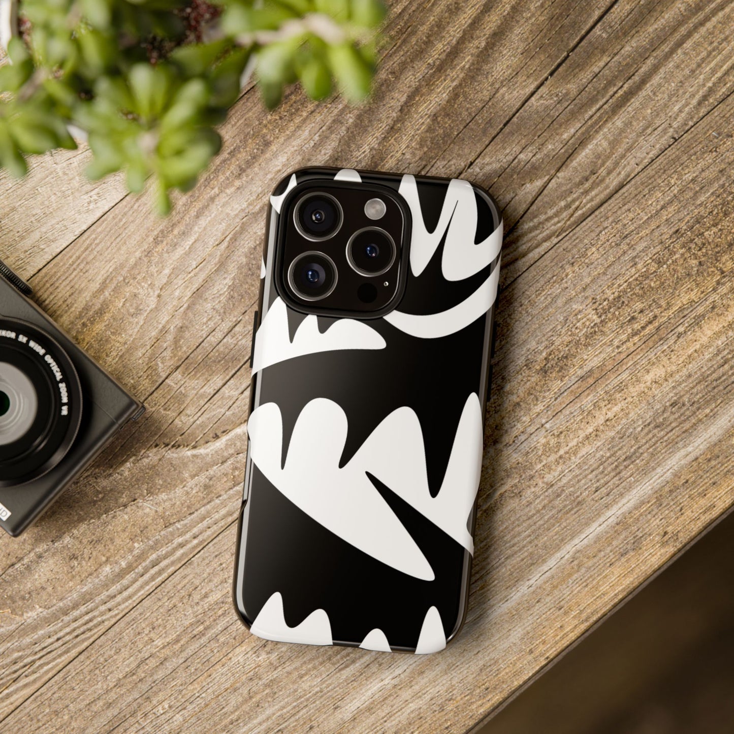Tough Cases: Bold Black & White Monster Design Phone Case for Trendsetters