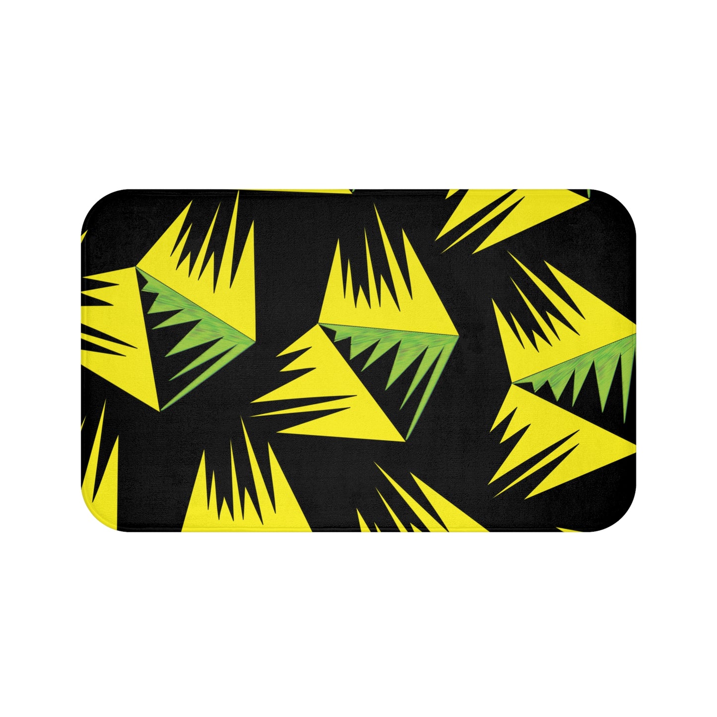 Geometric Jungle Bath Mat - Vibrant Black and Yellow Design for Home Decor