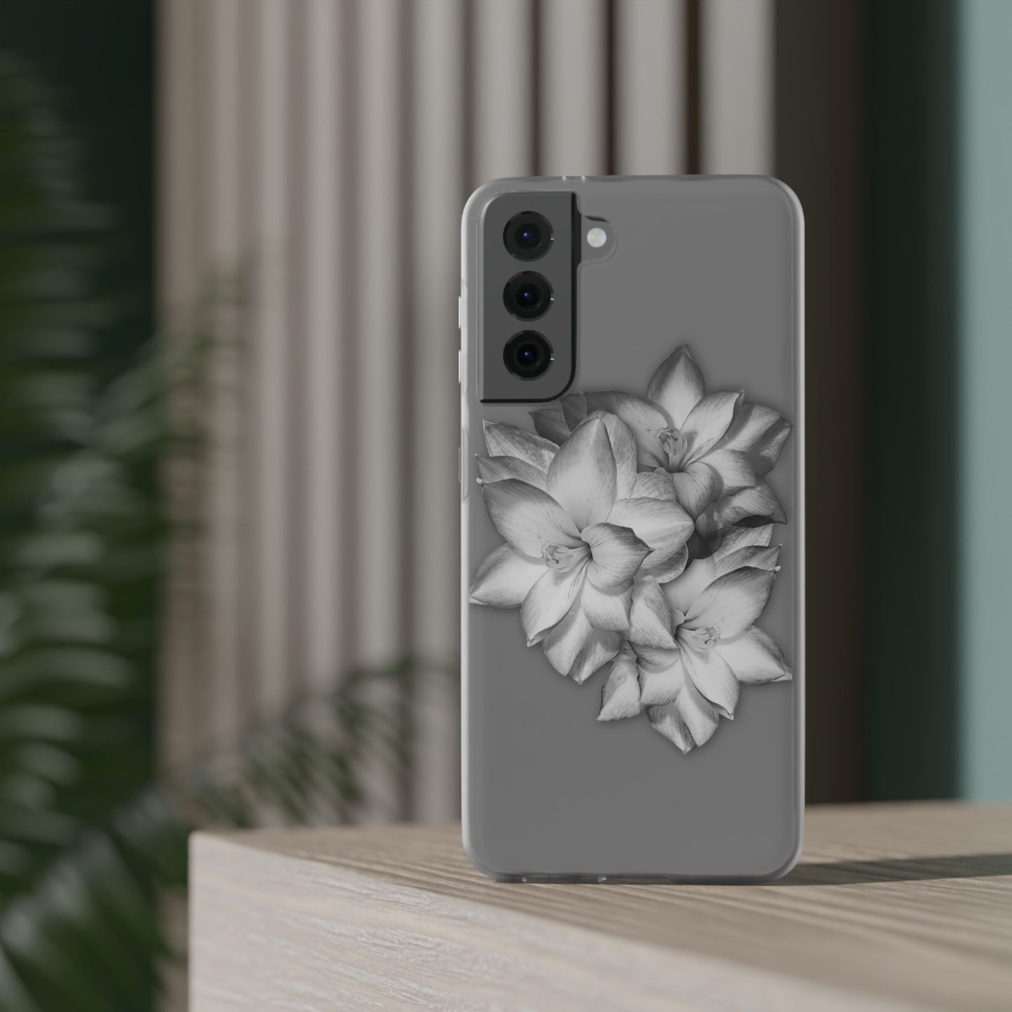 Elegant Floral Flexi Case - Stylish Black & White Design for Smartphones