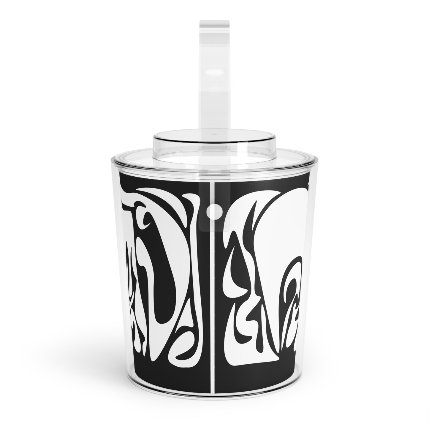 Stylish Ice Bucket with Tongs - Modern Black and White Design for Entertaining