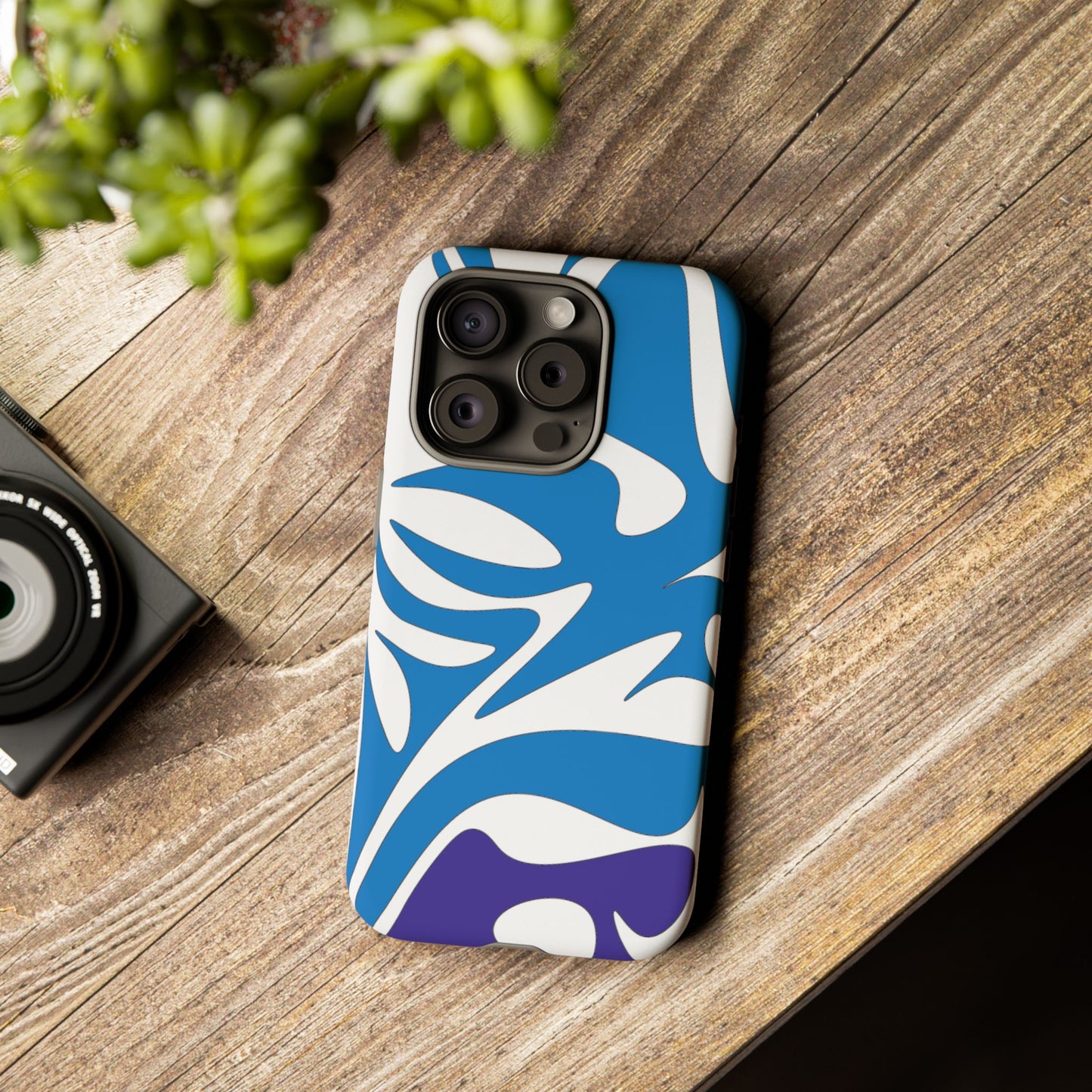 Stylish Tough Phone Case - Blue Abstract Design