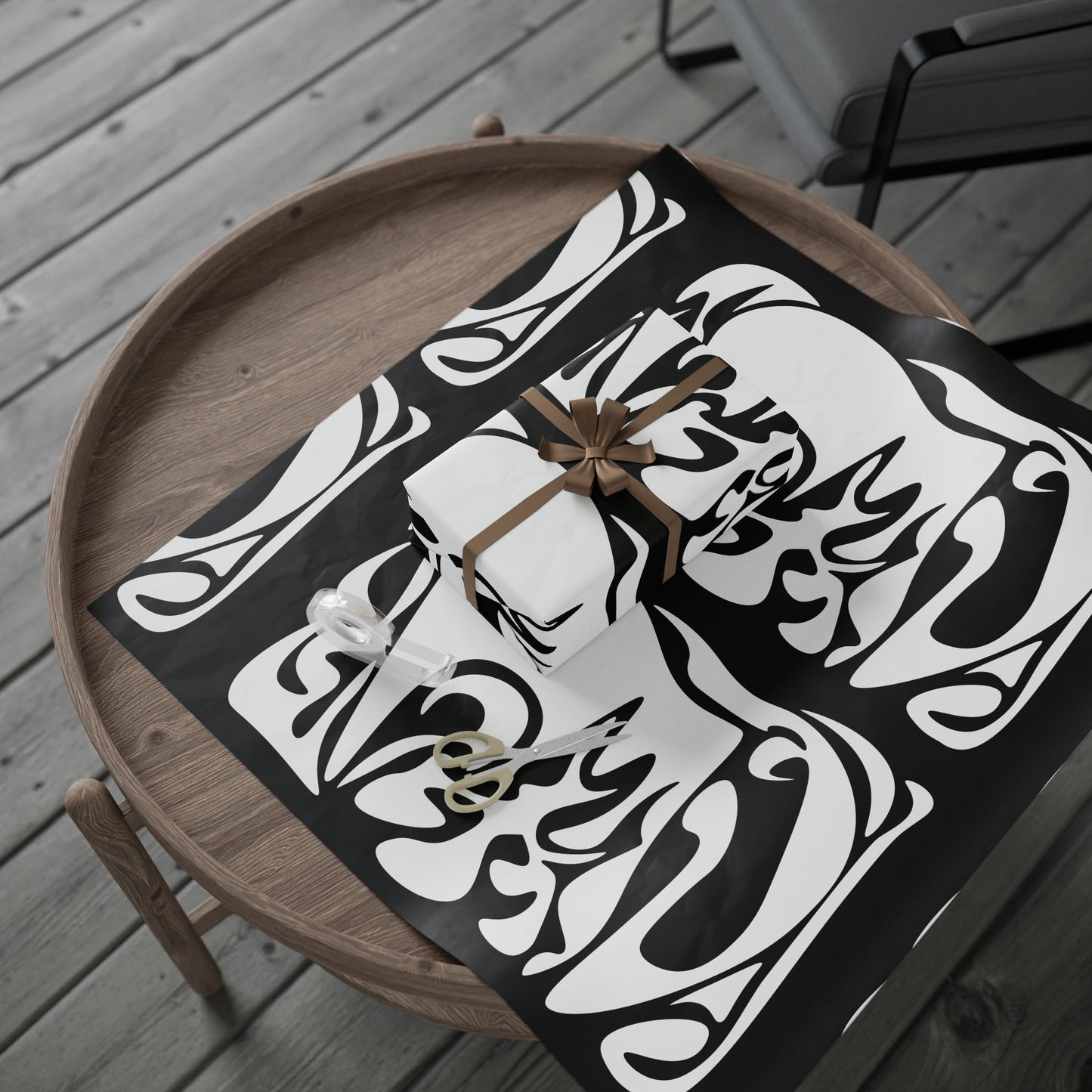 Modern Abstract Wrapping Paper Roll - Unique Black & White Design for Gifts and Celebrations