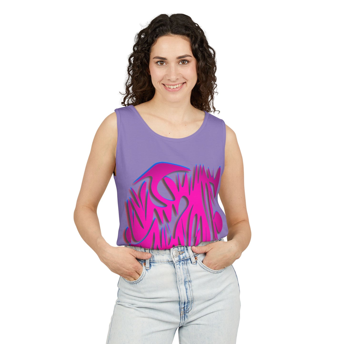Vibrant Unisex Garment-Dyed Tank Top with Abstract Design