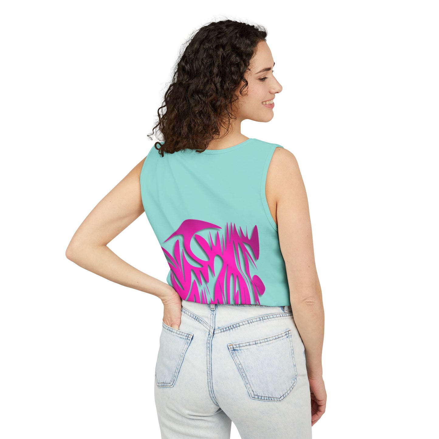 Vibrant Unisex Garment-Dyed Tank Top with Abstract Design
