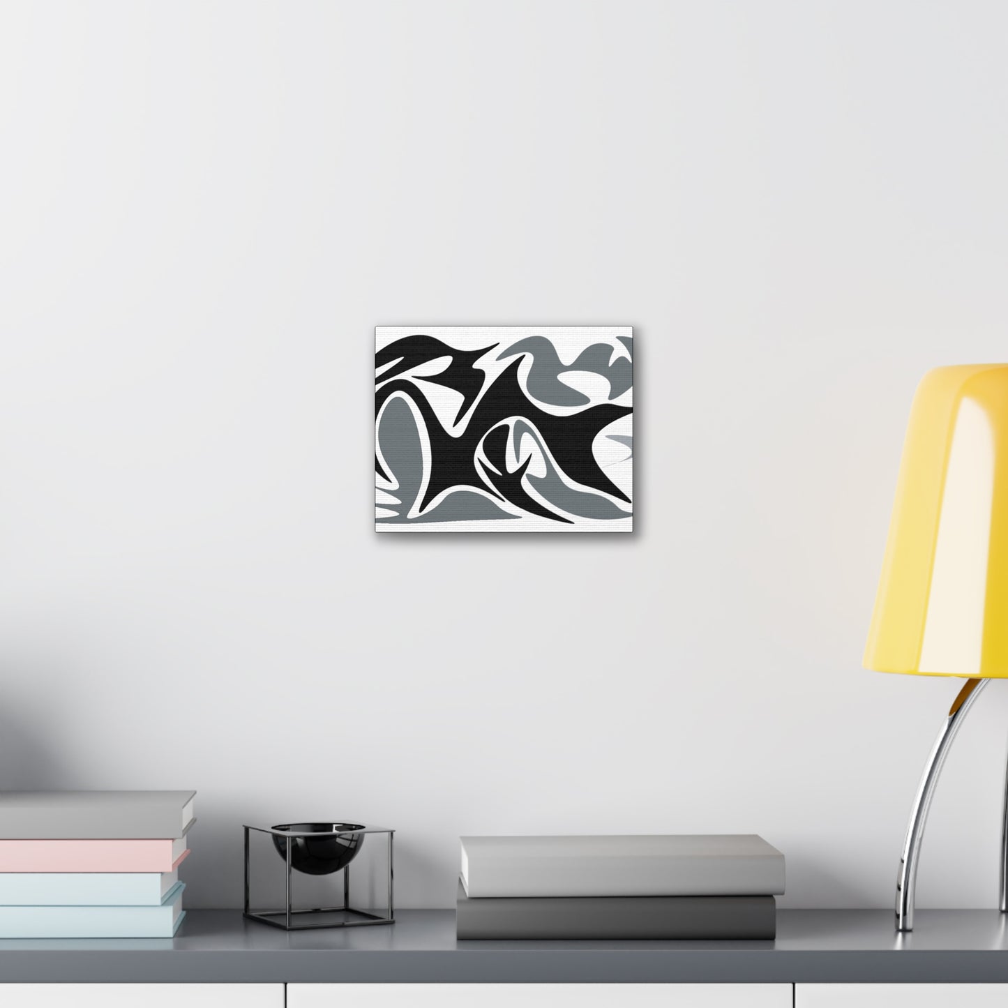 Modern Abstract Canvas Art - Stretched Wall Decor Black, White and Gray