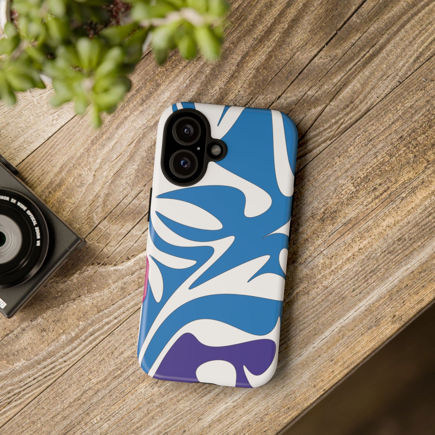 Stylish Tough Phone Case - Blue Abstract Design