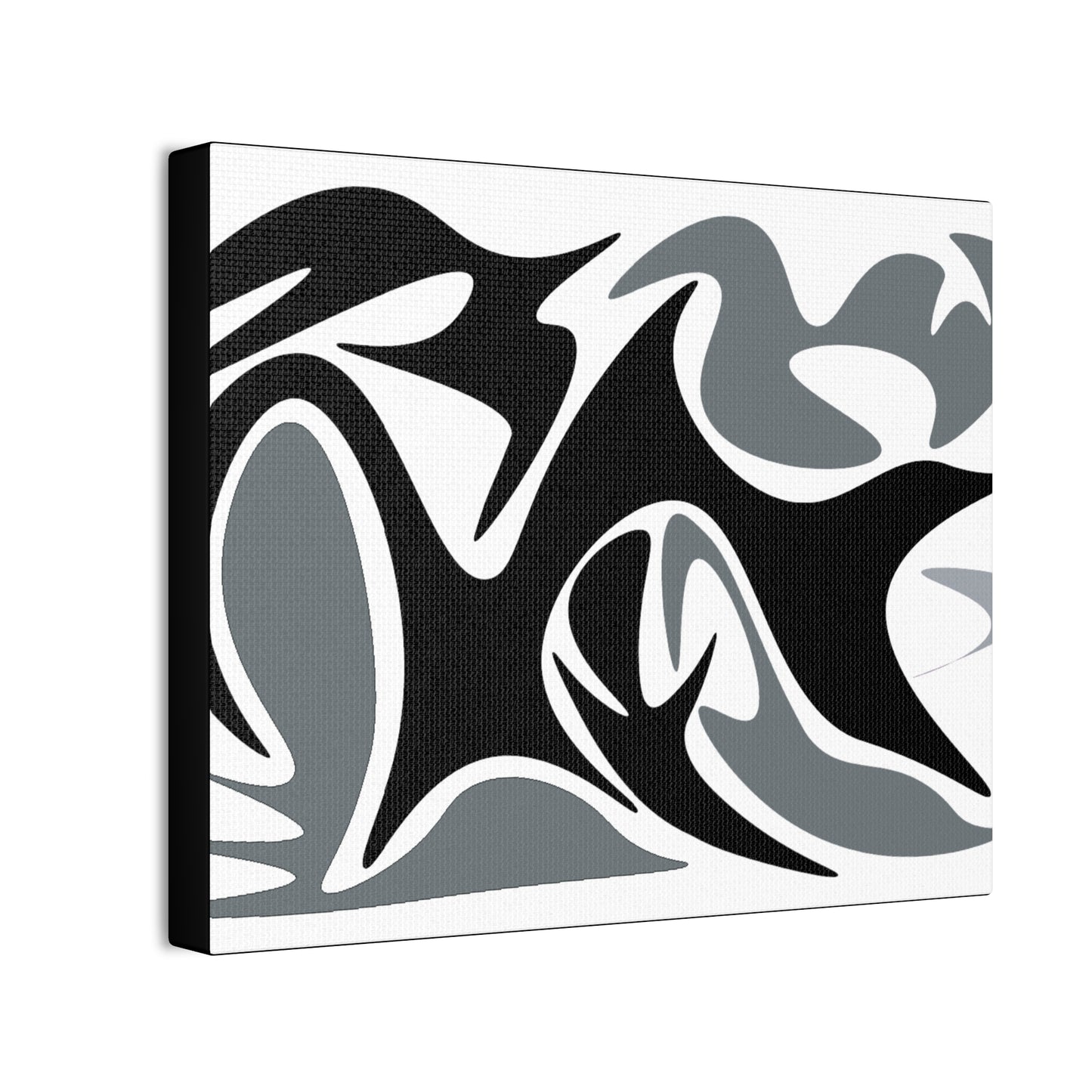 Modern Abstract Canvas Art - Stretched Wall Decor Black, White and Gray