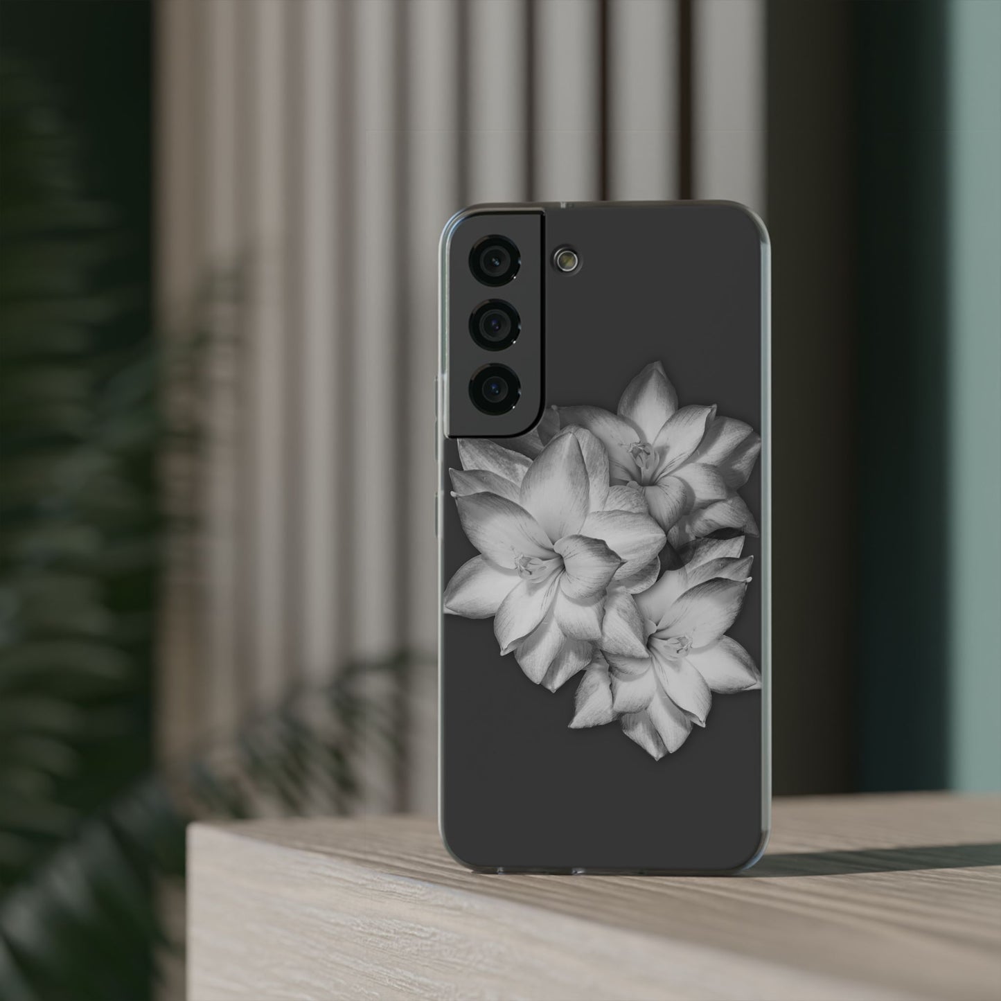 Elegant Floral Flexi Case - Stylish Black & White Design for Smartphones