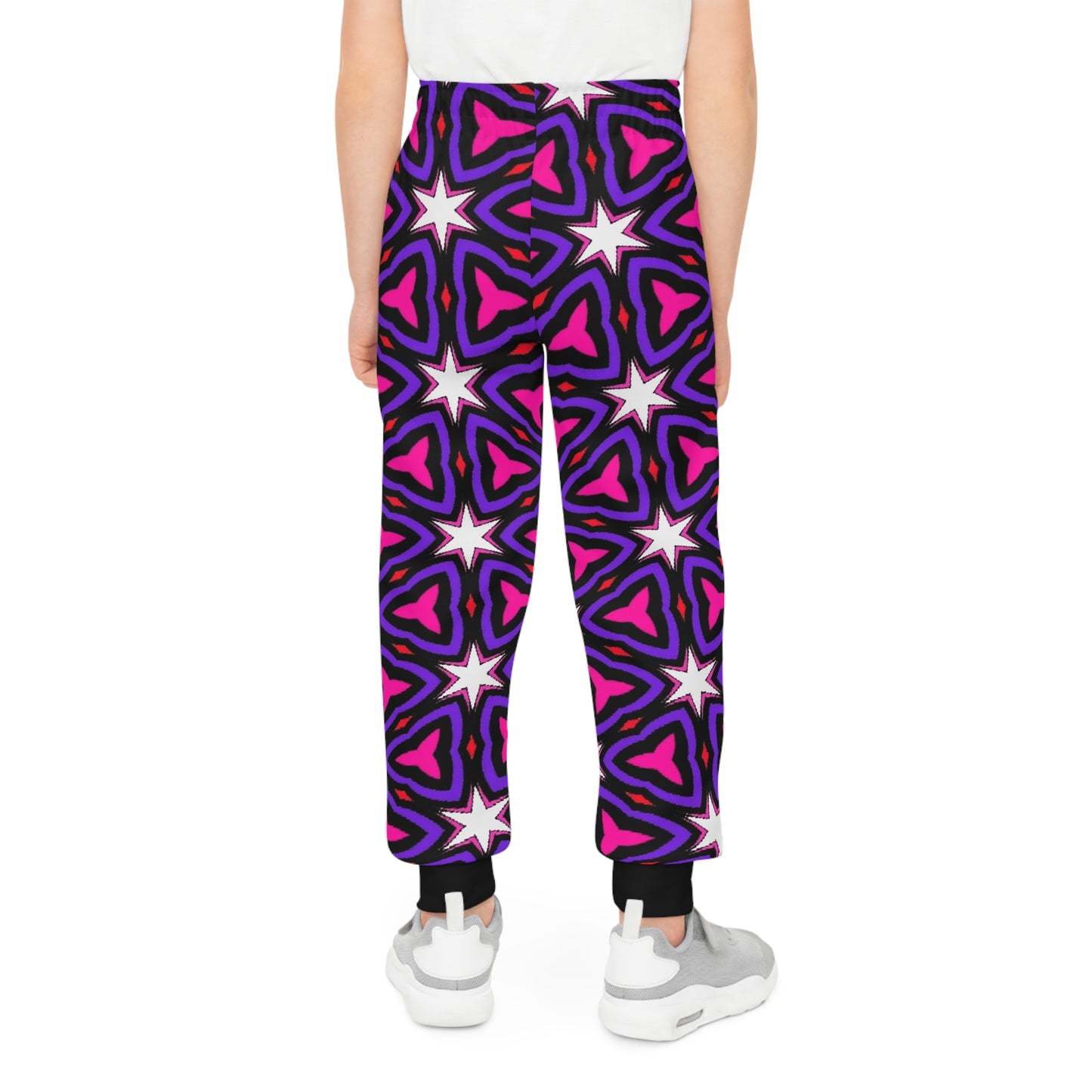 Colorful Youth Joggers with Geometric Star Pattern - Trendy Activewear for Kids