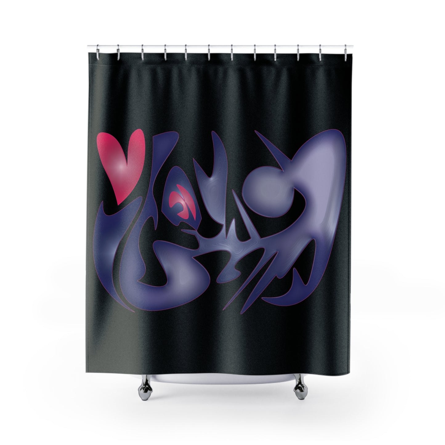 Abstract Heart Shower Curtain – Modern Art Bathroom Decor