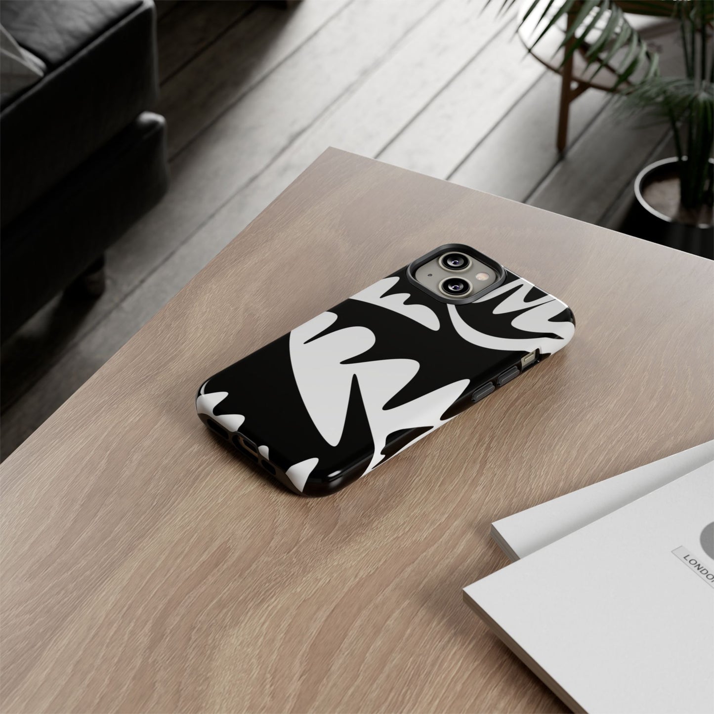 Tough Cases: Bold Black & White Monster Design Phone Case for Trendsetters