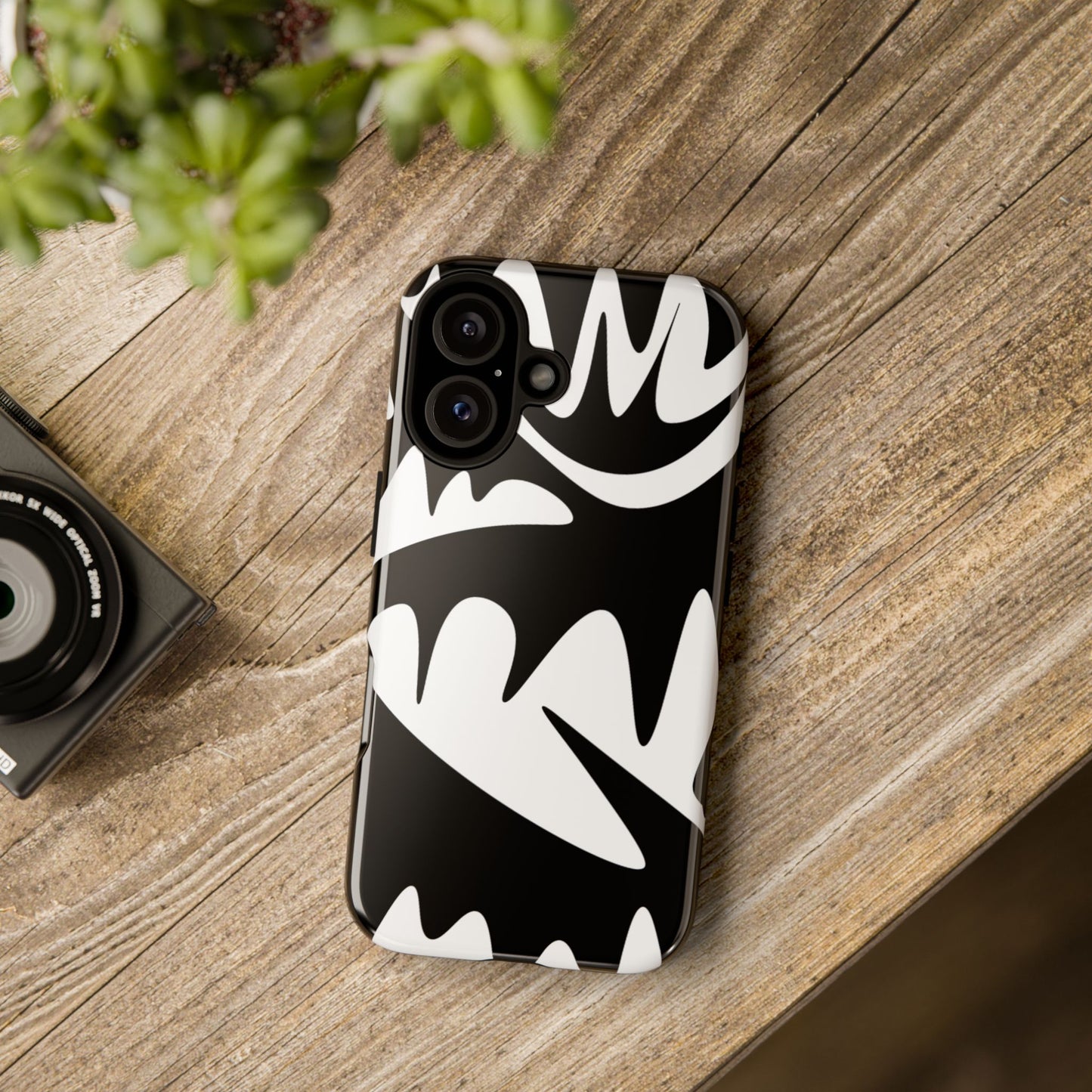 Tough Cases: Bold Black & White Monster Design Phone Case for Trendsetters