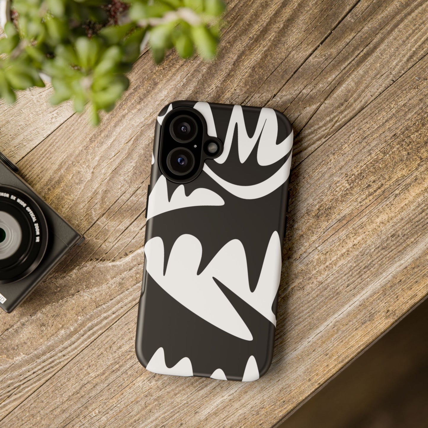 Tough Cases: Bold Black & White Monster Design Phone Case for Trendsetters