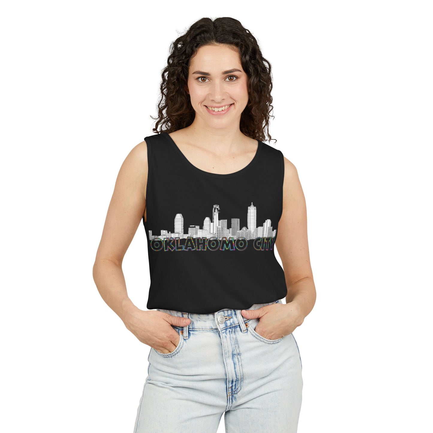 Oklahomo City Pride Skyline Unisex Tank Top, Casual Summer Wear, Travel Souvenir, Gift for Locals, City Pride Merchandise